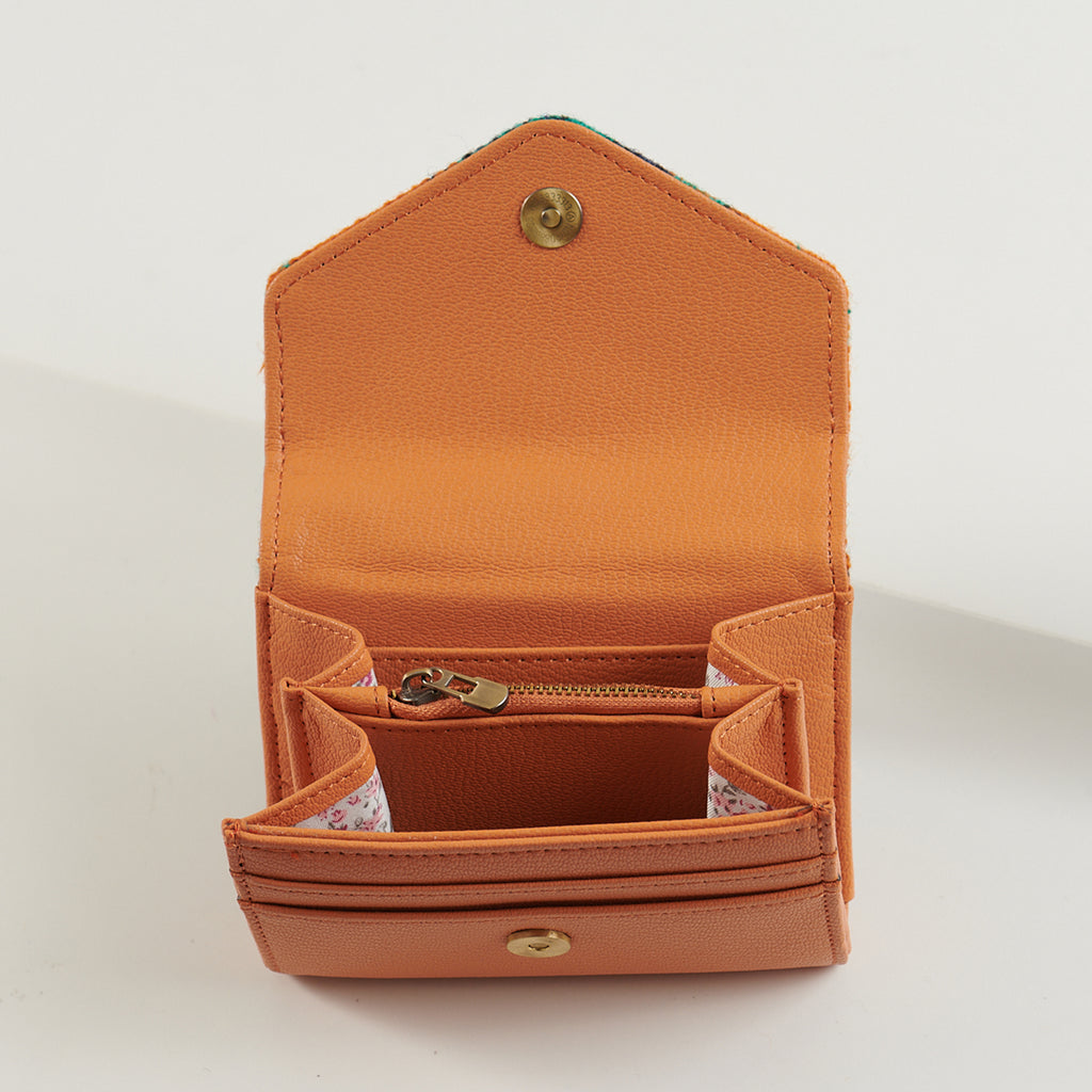 Small Clasp Purse – Orange Blue Tartan