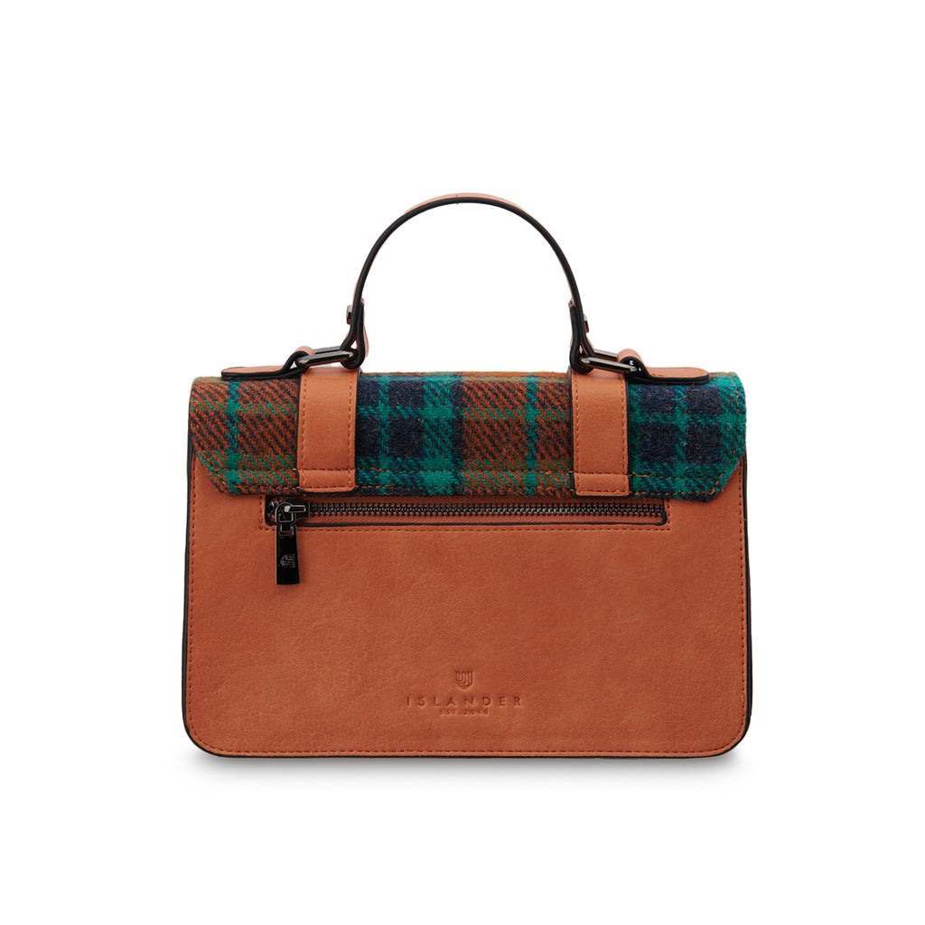 The Medium Satchel – Orange Blue Tartan