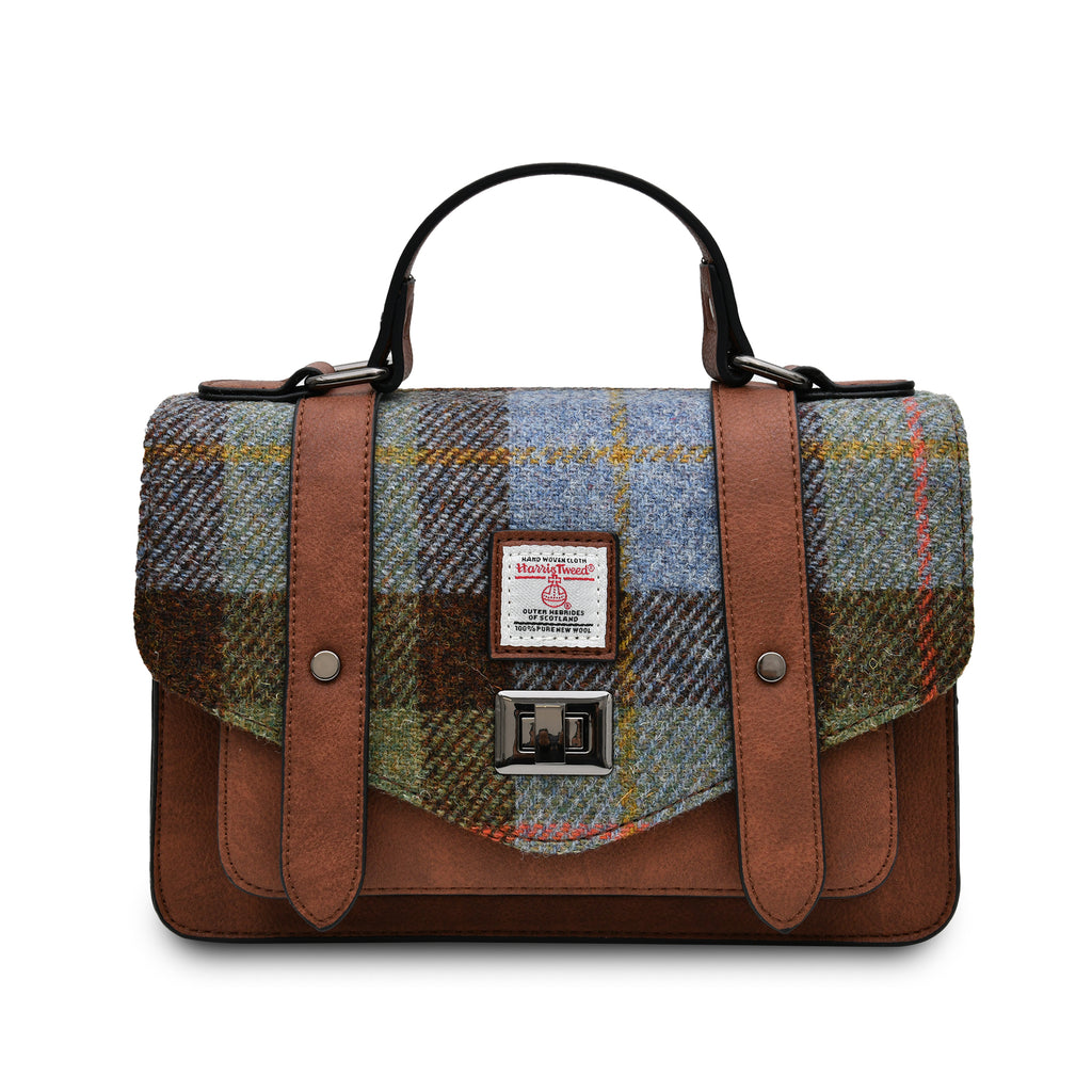The Medium Satchel – Chestnut Blue Tartan