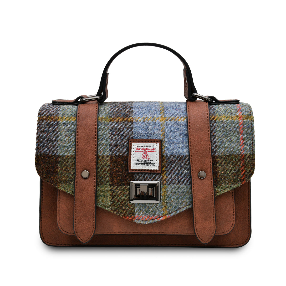 The Medium Satchel – Chestnut Blue Tartan