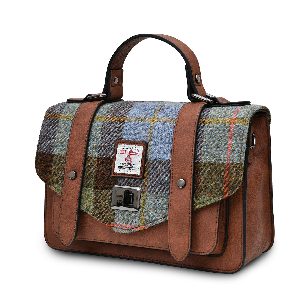 The Medium Satchel – Chestnut Blue Tartan