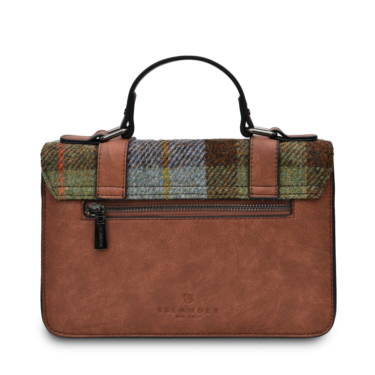 The Medium Satchel – Chestnut Blue Tartan