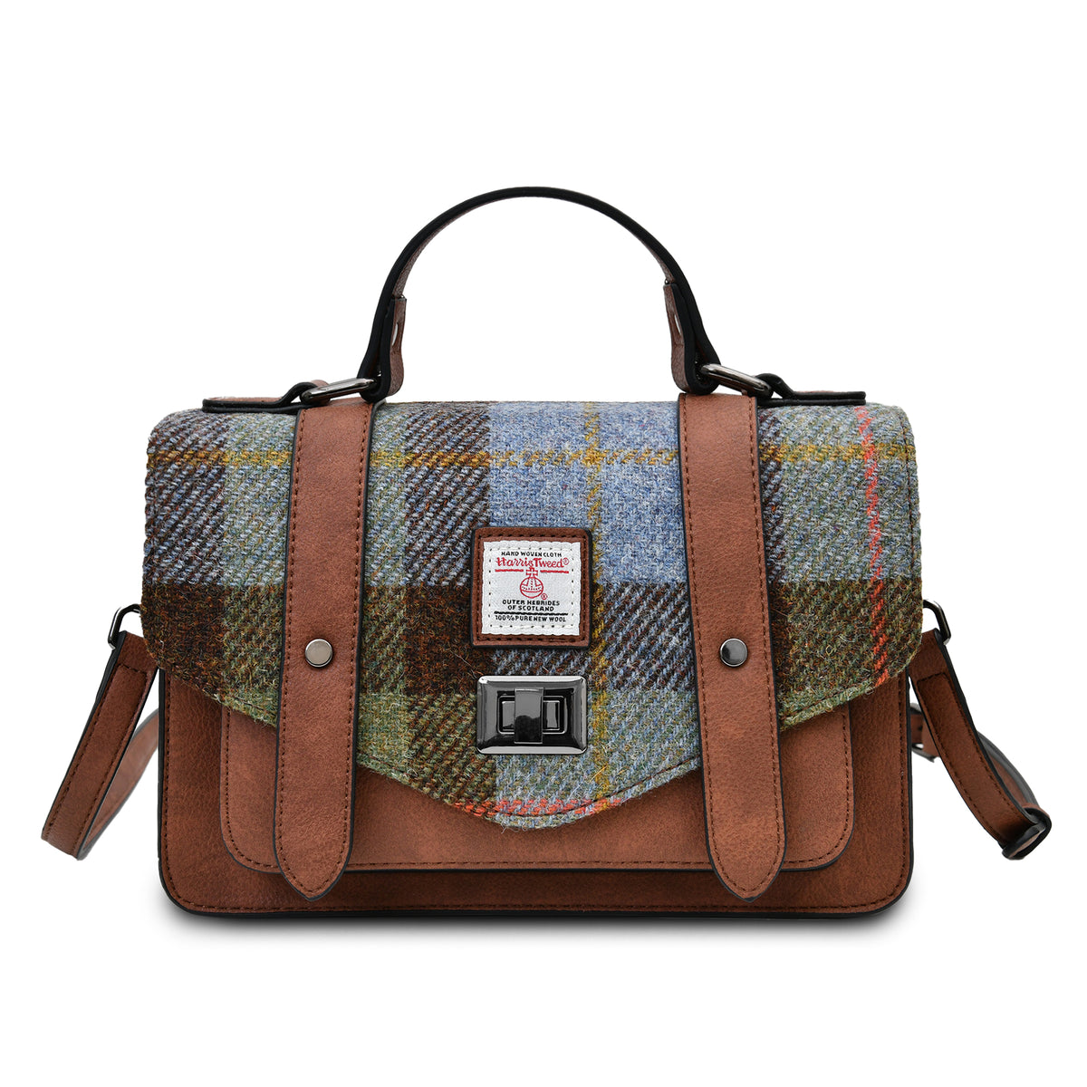 The Medium Satchel – Chestnut Blue Tartan