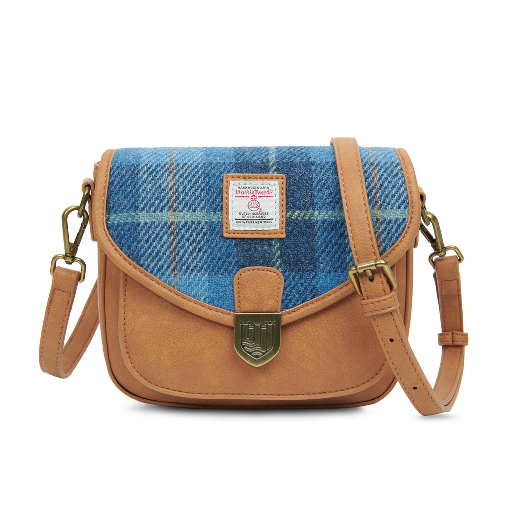 The Mini Saddle Bag – Blue Tartan